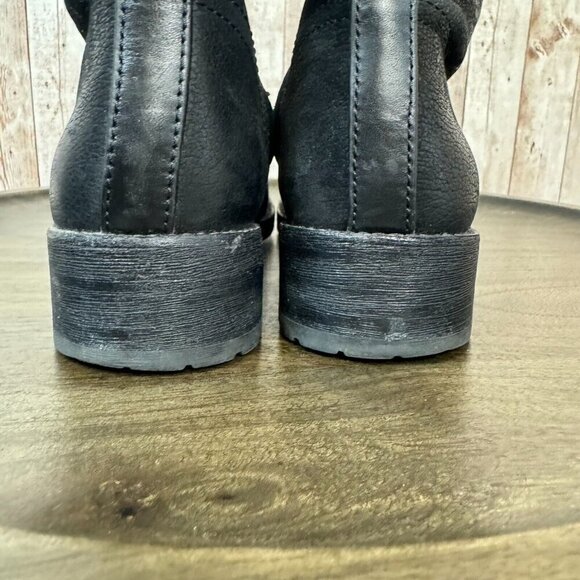 Tory Burch Simone Leather Moto Ankle Bootie Side Zip Logo Black Size 8 Women - Picture 5 of 11